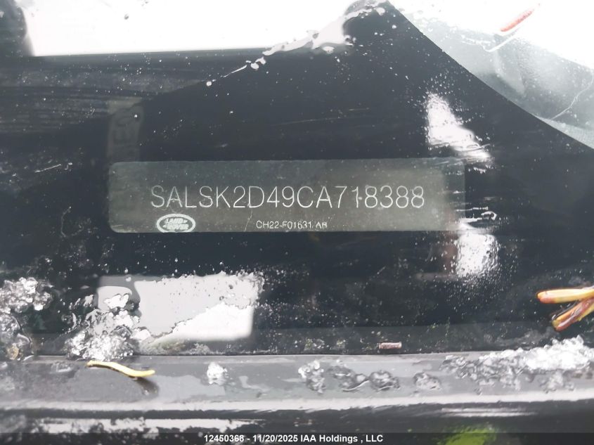 2012 Land Rover Range Rover Sport Hse VIN: SALSK2D49CA718388 Lot: 12450368