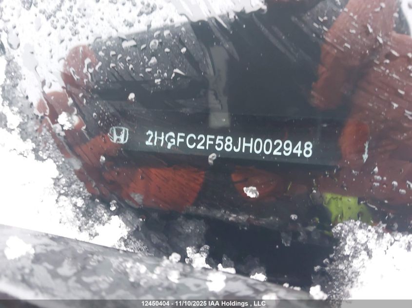 2018 Honda Civic Lx VIN: 2HGFC2F58JH002948 Lot: 12450404