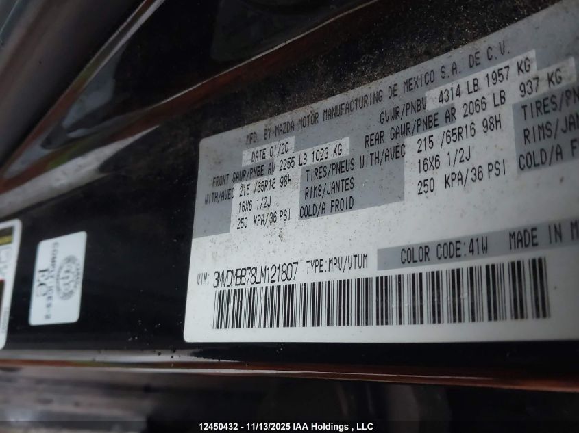 2020 Mazda Cx-30 Gx VIN: 3MVDMBB78LM121807 Lot: 12450432