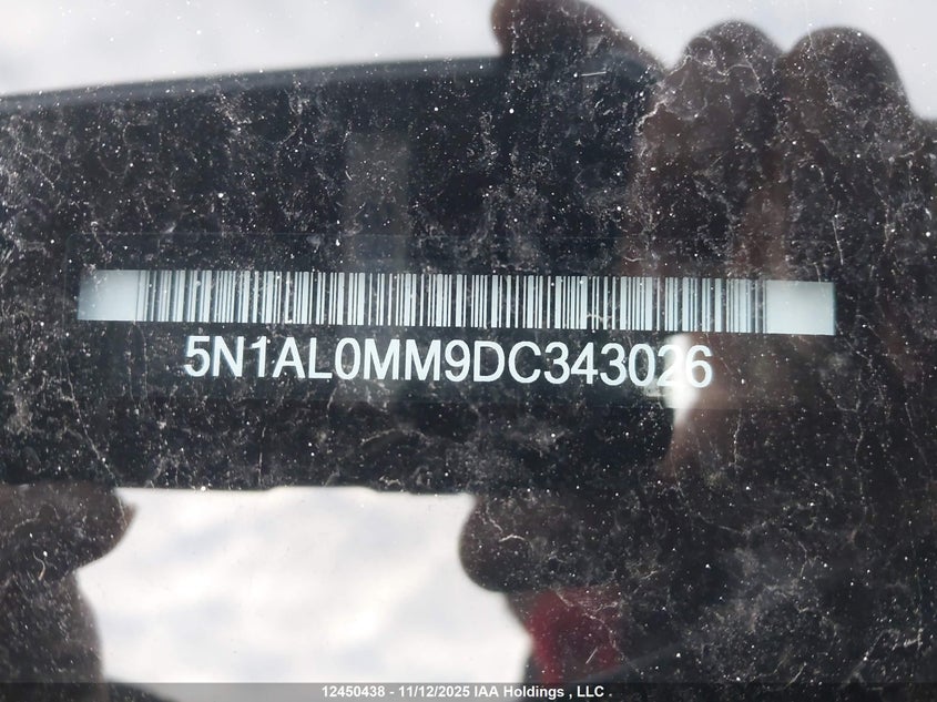 2013 Infiniti Jx35 VIN: 5N1AL0MM9DC343026 Lot: 12450438