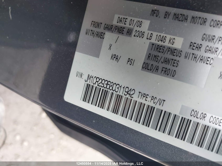 JM1CR293680311942 2008 MAZDA 5 photo no. 9