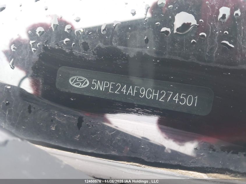 2016 Hyundai Sonata Gl VIN: 5NPE24AF9GH274501 Lot: 12450576