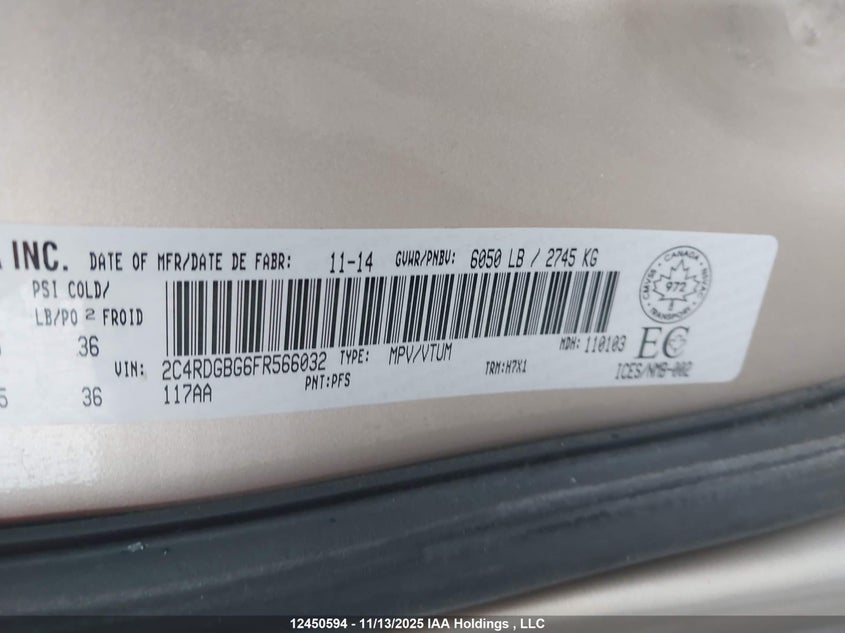 2C4RDGBG6FR566032 2015 DODGE CARAVAN photo no. 9