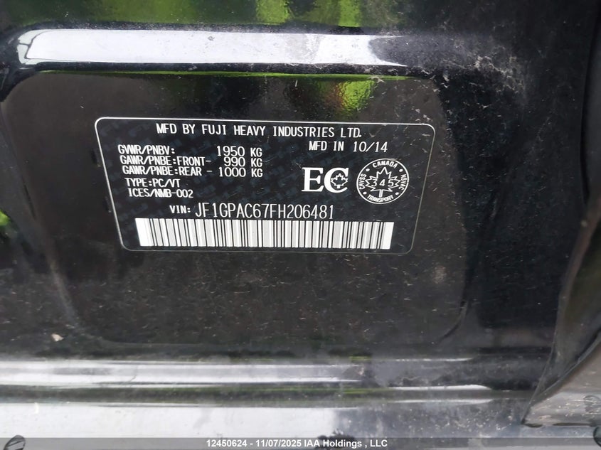 JF1GPAC67FH206481 2015 SUBARU IMPREZA photo no. 9