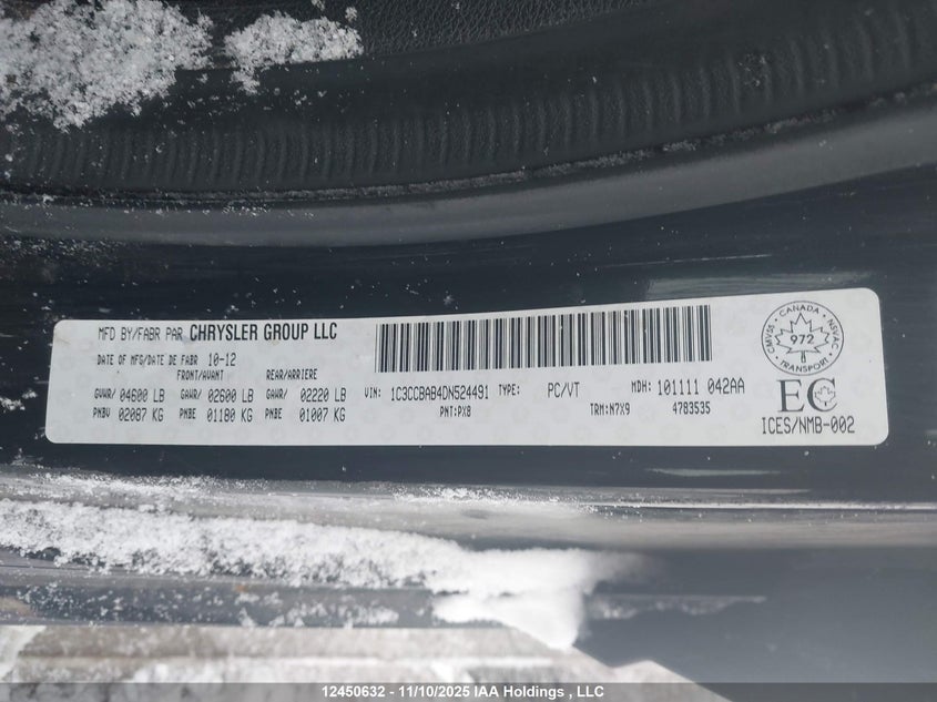 1C3CCBAB4DN524491 2013 CHRYSLER 200 photo no. 9