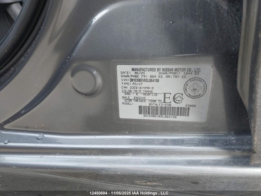3N1CN8EV6SL864156 2025 NISSAN VERSA photo no. 9