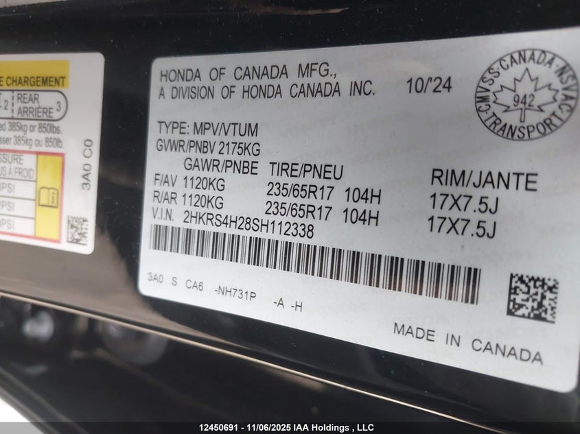 2HKRS4H28SH112338 2025 HONDA CR-V photo no. 9