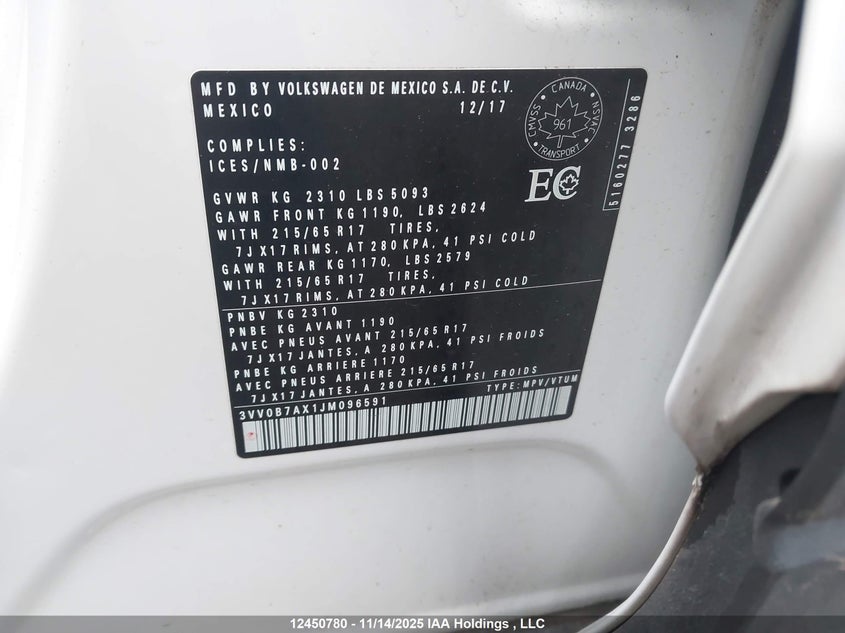 3VV0B7AX1JM096591 2018 VOLKSWAGEN TIGUAN photo no. 9