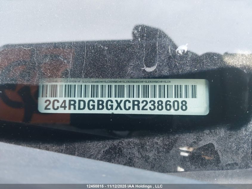 2012 Dodge Grand Caravan Se/Sxt VIN: 2C4RDGBGXCR238608 Lot: 12450815