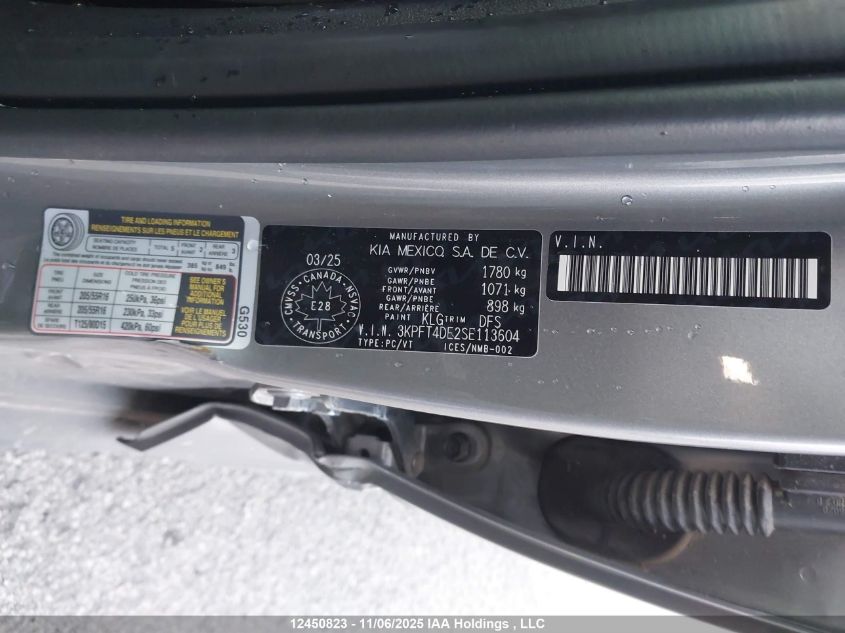 2025 Kia K4 Lx VIN: 3KPFT4DE2SE113604 Lot: 12450823