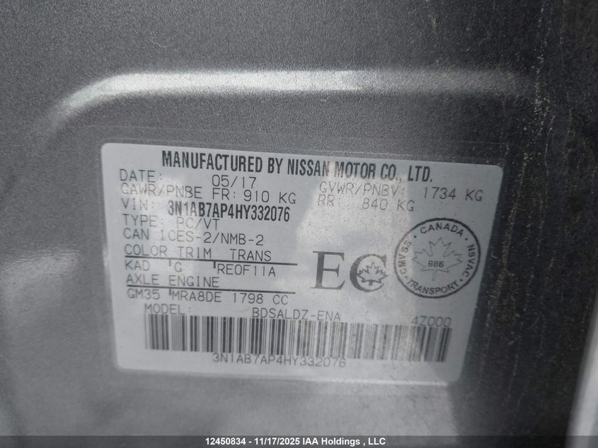 3N1AB7AP4HY332076 2017 NISSAN SENTRA photo no. 9