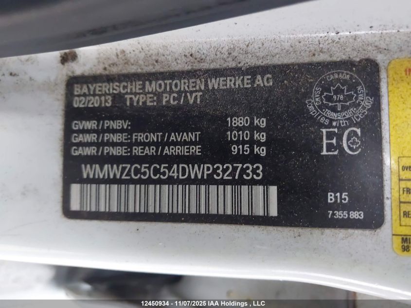 2013 Mini Cooper S Countryman VIN: WMWZC5C54DWP32733 Lot: 12450934