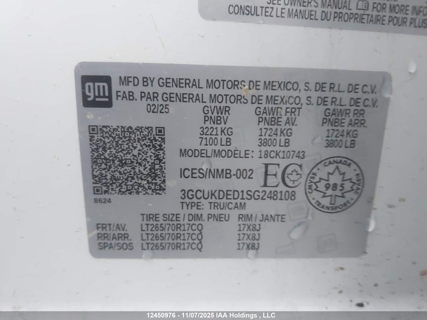 3GCUKDED1SG248108 2025 CHEVROLET SILVERADO photo no. 9