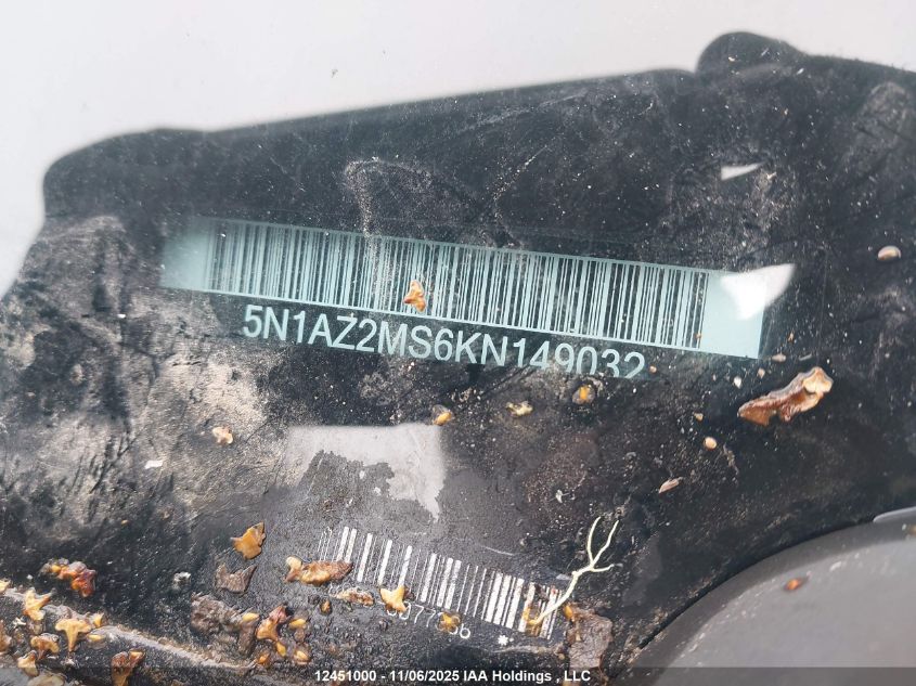 2019 Nissan Murano Platinum/Sl/Sv VIN: 5N1AZ2MS6KN149032 Lot: 12451000