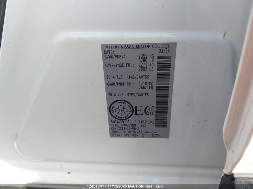 5N1AZ2CS6RC116796 2024 NISSAN MURANO photo no. 19