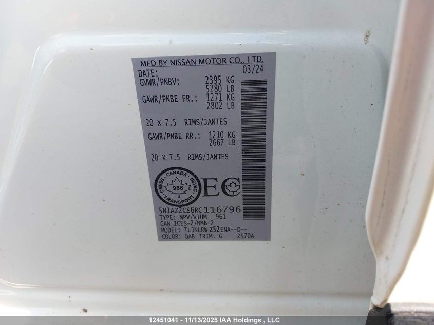 5N1AZ2CS6RC116796 2024 NISSAN MURANO photo no. 9