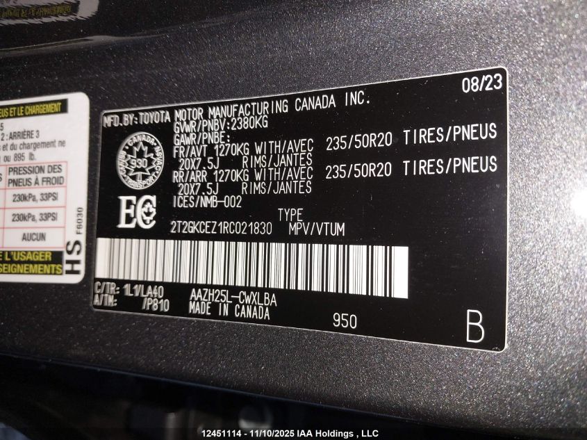 2024 Lexus Nx 350H 350H VIN: 2T2GKCEZ1RC021830 Lot: 12451114