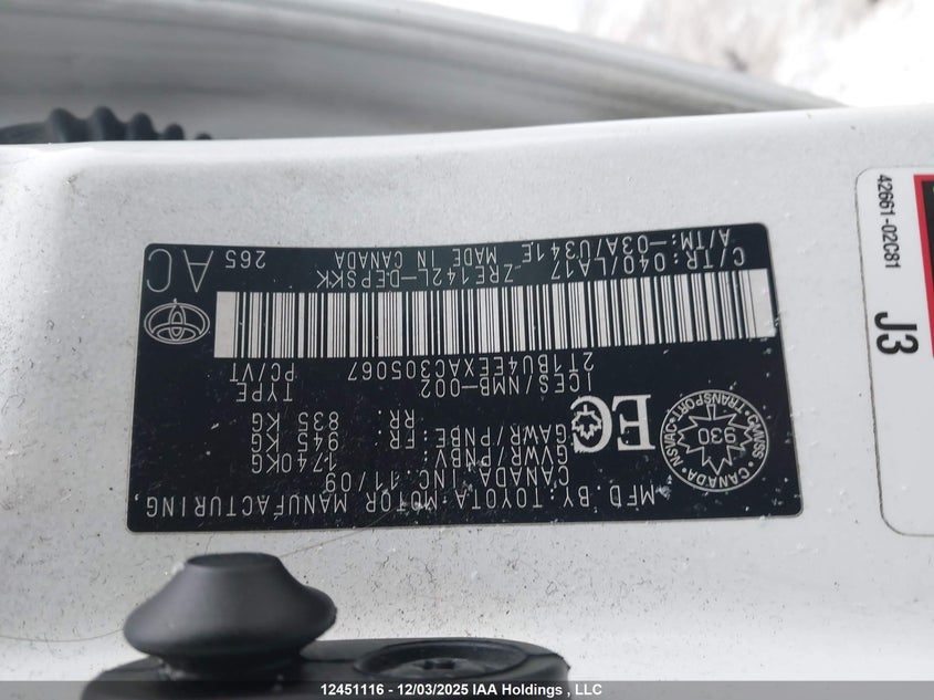 2T1BU4EEXAC305067 2010 TOYOTA COROLLA photo no. 9