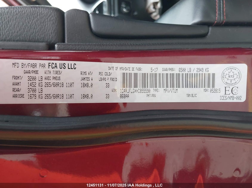 1C4RJFLGXHC855590 2017 JEEP GRAND CHEROKEE photo no. 18