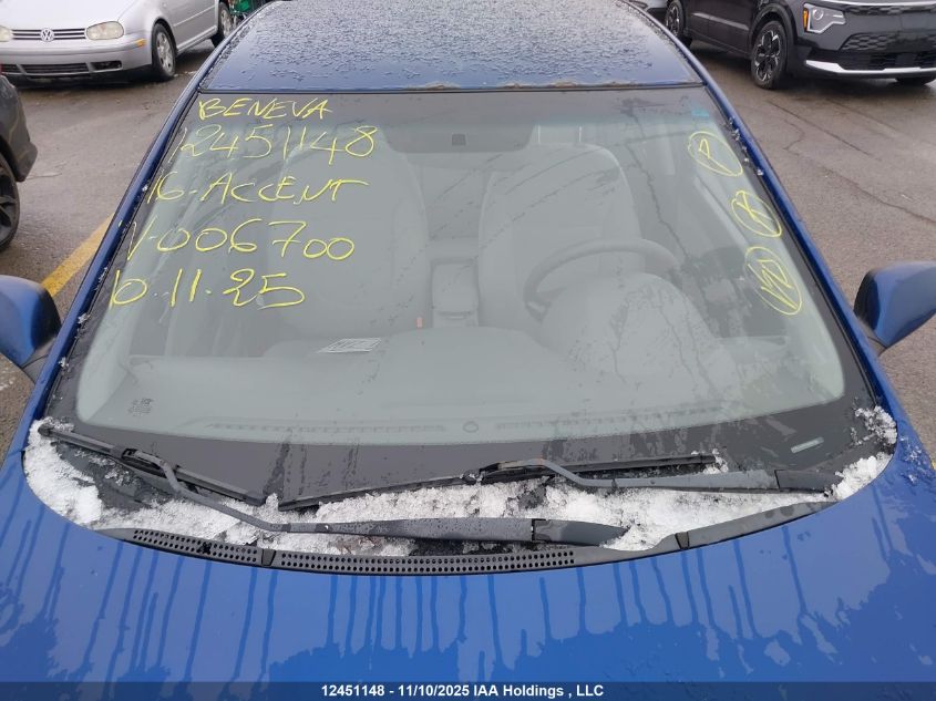 2016 Hyundai Accent Gl VIN: KMHCT4AE6GU006700 Lot: 12451148