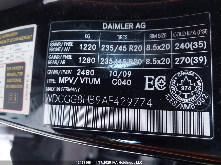 WDCGG8HB9AF429774 2010 MERCEDES-BENZ GLK-KLASSE photo no. 9