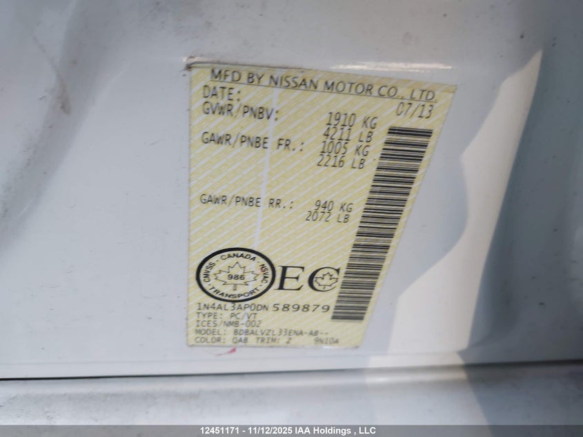 1N4AL3AP0DN589879 2013 NISSAN ALTIMA photo no. 19