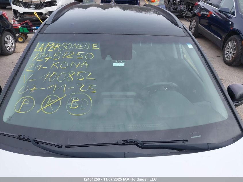 2021 Hyundai Kona Sel VIN: KM8K23AG9MU100852 Lot: 12451250