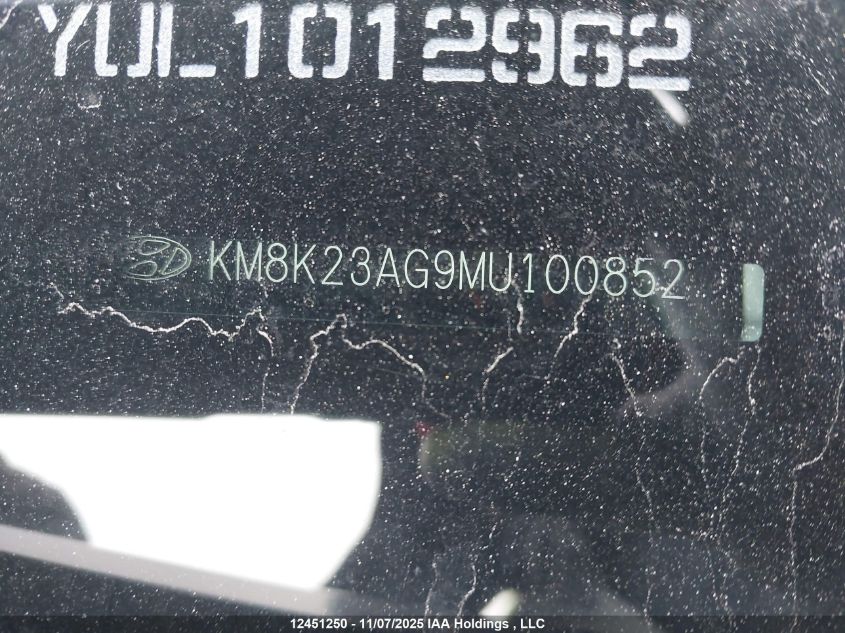 2021 Hyundai Kona Sel VIN: KM8K23AG9MU100852 Lot: 12451250