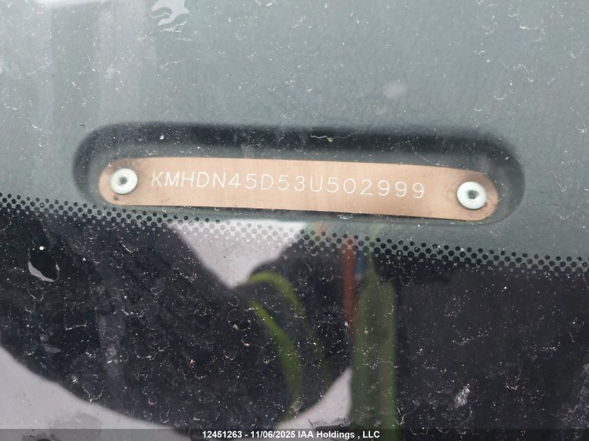 2003 Hyundai Elantra Gls/Gt VIN: KMHDN45D53U502999 Lot: 12451263