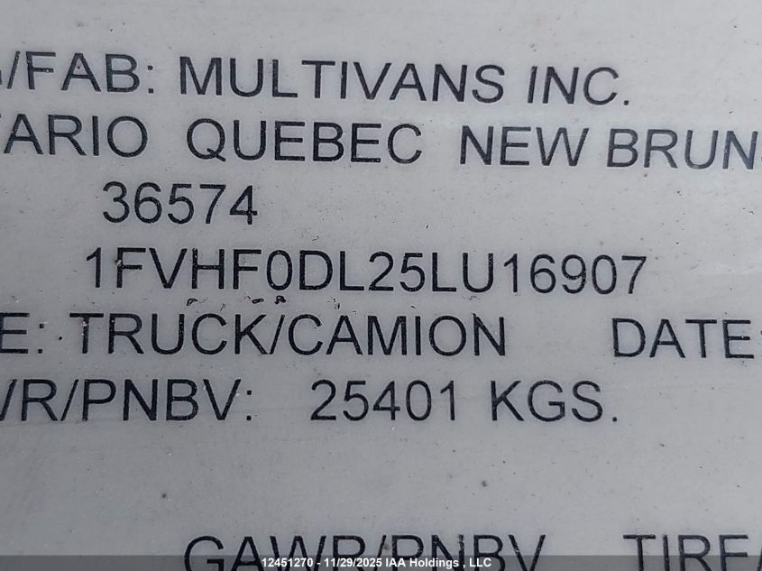 2005 Freightliner Columbia 112 VIN: 1FVHF0DL25LU16907 Lot: 12451270