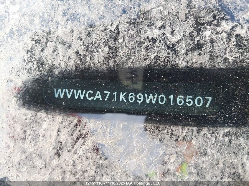 2009 Volkswagen Rabbit VIN: WVWCA71K69W016507 Lot: 12451316