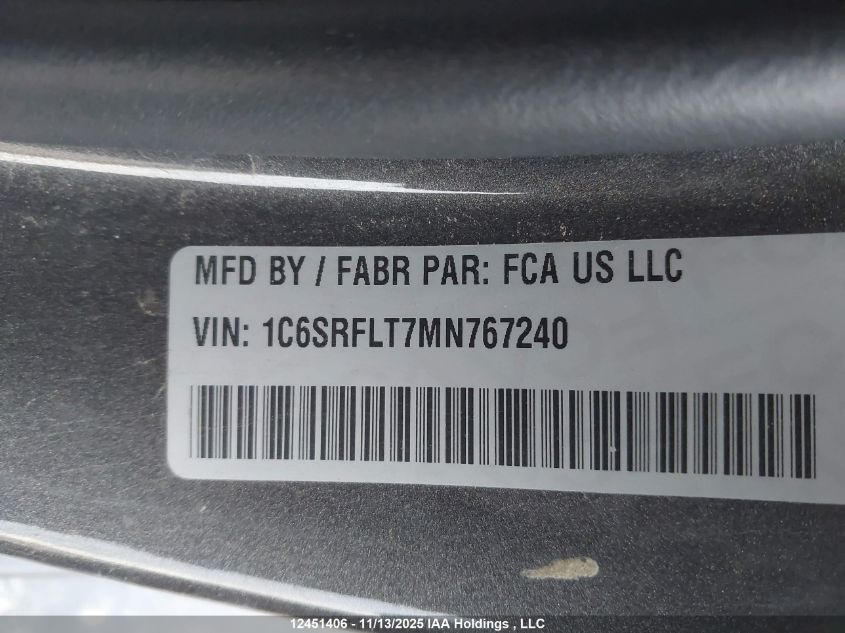 2021 Ram 1500 Rebel VIN: 1C6SRFLT7MN767240 Lot: 12451406