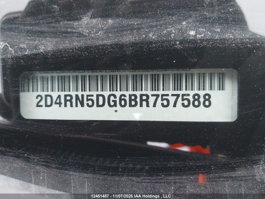 2011 Dodge Grand Caravan VIN: 2D4RN5DG6BR757588 Lot: 12451487