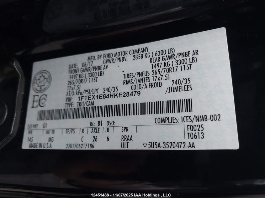 1FTEX1E84HKE28479 2017 FORD F-150 photo no. 9