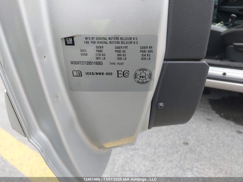 W08AT271285118063 2008 SATURN ASTRA photo no. 9
