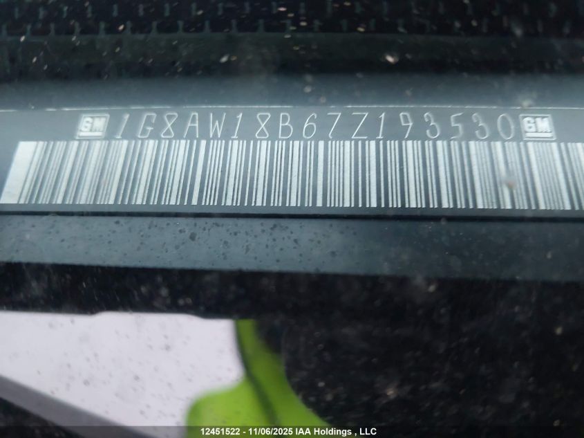 2007 Saturn Ion 3 Uplevel VIN: 1G8AW18B67Z193530 Lot: 12451522