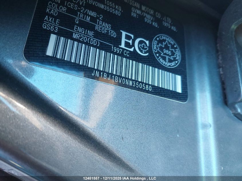 2022 Nissan Qashqai Sv VIN: JN1BJ1BV0NW350580 Lot: 12451557