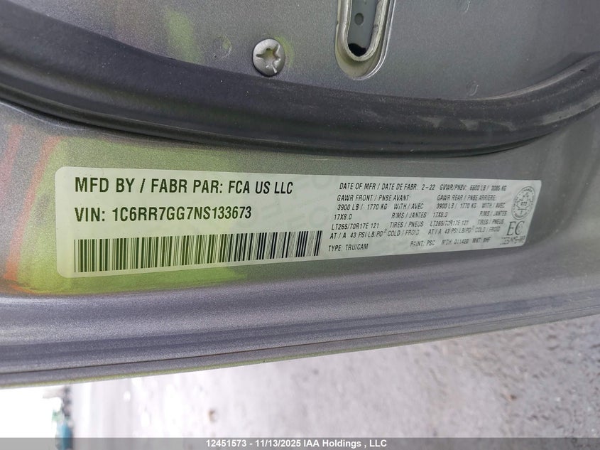 1C6RR7GG7NS133673 2022 RAM 1500 photo no. 18