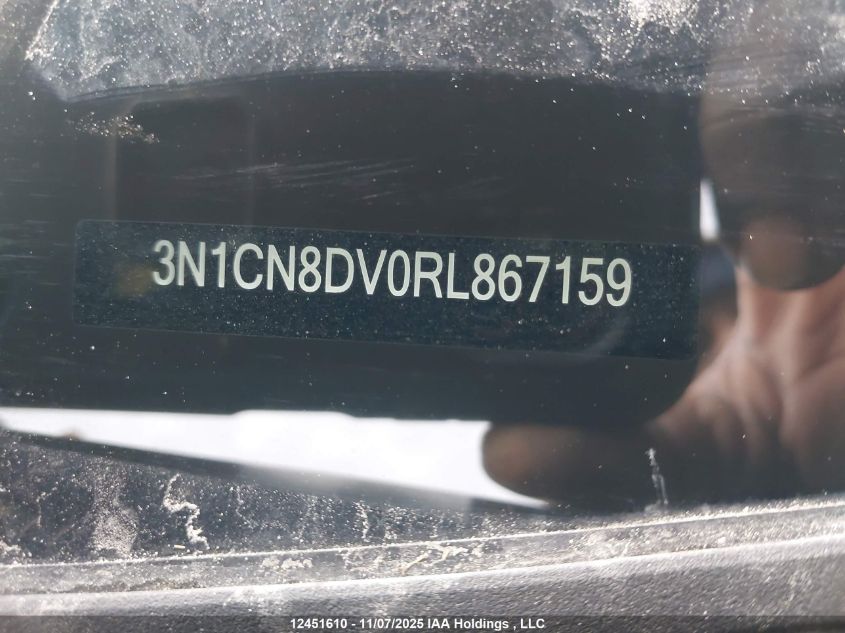 2024 Nissan Versa S VIN: 3N1CN8DV0RL867159 Lot: 12451610