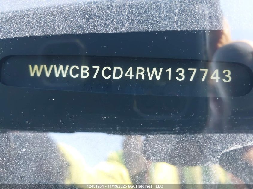 2024 Volkswagen Golf R VIN: WVWCB7CD4RW137743 Lot: 12451731