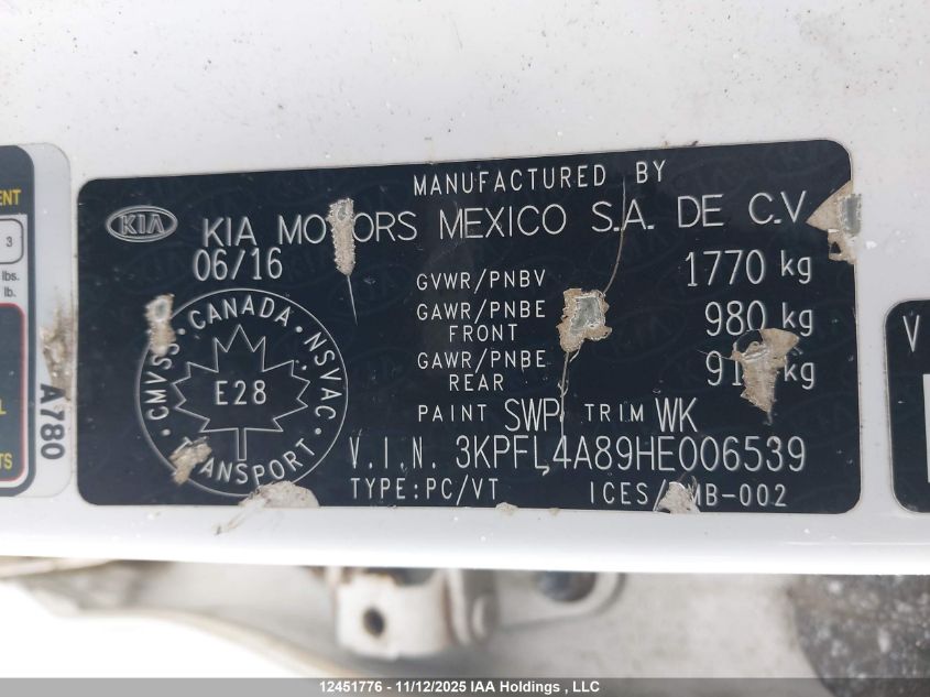 2017 Kia Forte Ex VIN: 3KPFL4A89HE006539 Lot: 12451776