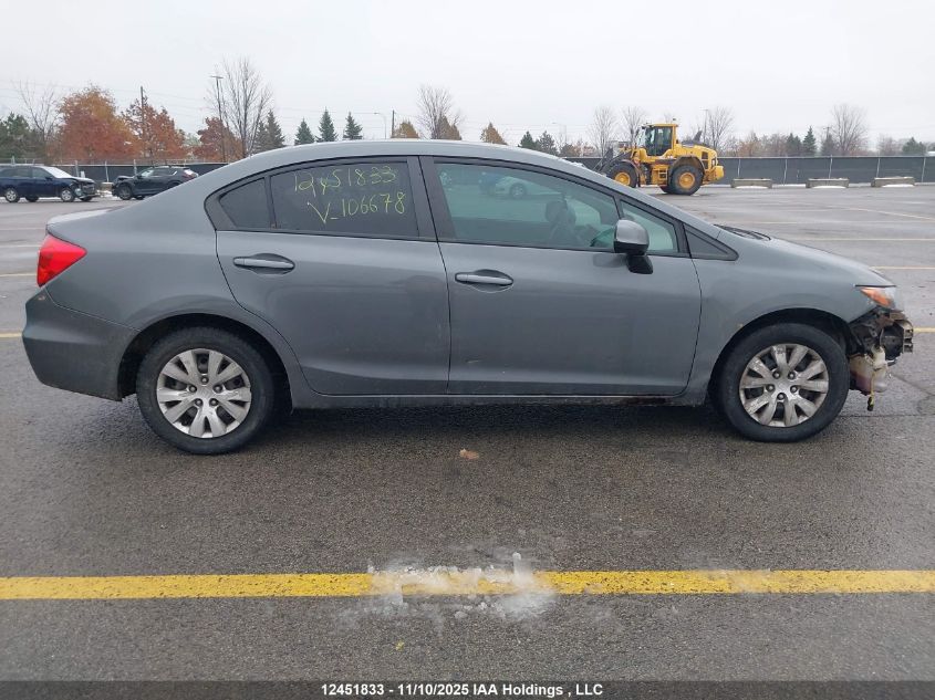 2012 Honda Civic VIN: 2HGFB2F43CH106678 Lot: 12451833