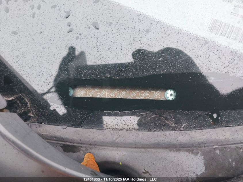 2012 Honda Civic VIN: 2HGFB2F43CH106678 Lot: 12451833