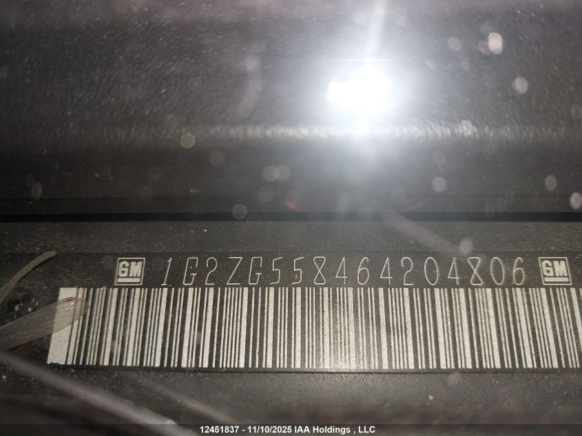 2006 Pontiac G6 Base V6 VIN: 1G2ZG558464204806 Lot: 12451837
