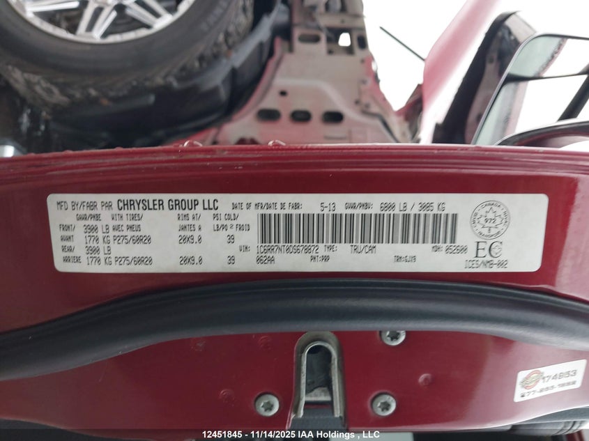 1C6RR7NT0DS678872 2013 RAM 1500 photo no. 9