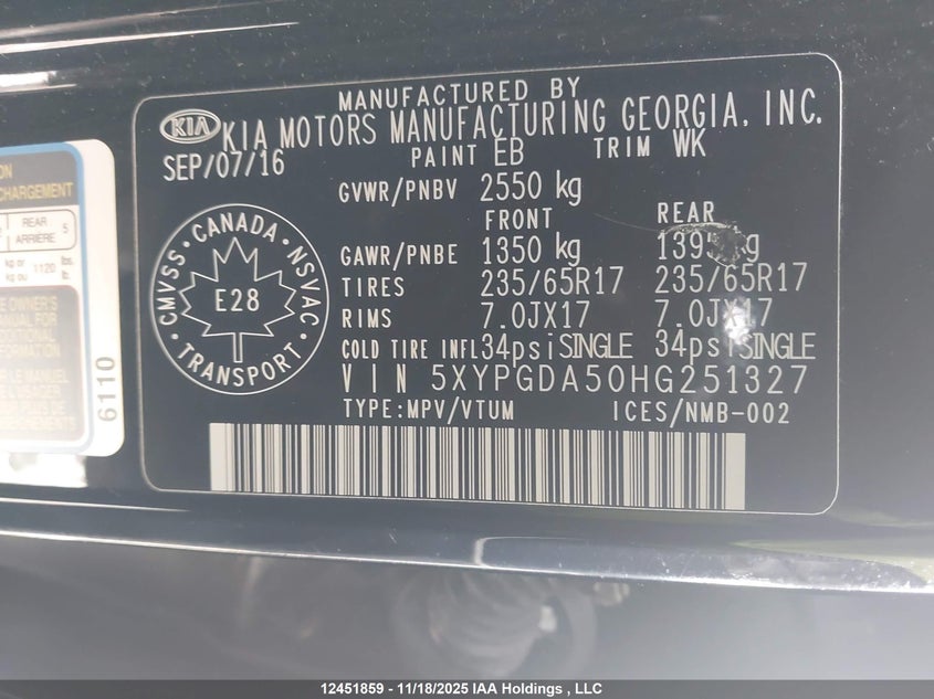 5XYPGDA50HG251327 2017 KIA SORENTO photo no. 18