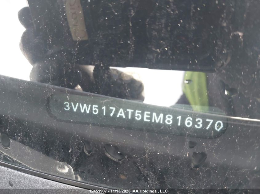 2014 Volkswagen Beetle 1.8T VIN: 3VW517AT5EM816370 Lot: 12451907