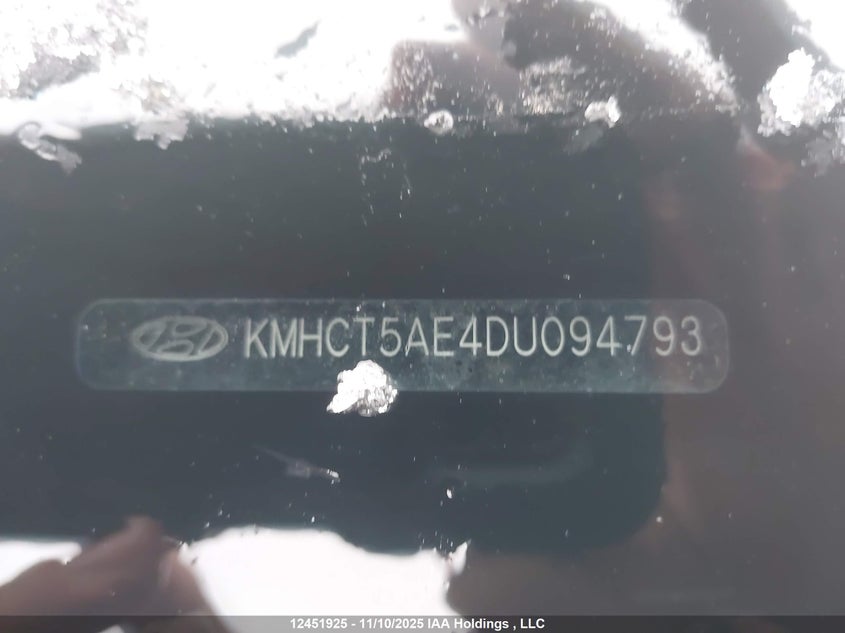 2013 Hyundai Accent Gls/Gs VIN: KMHCT5AE4DU094793 Lot: 12451925