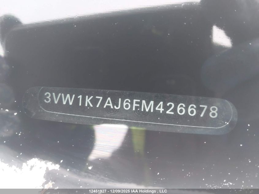 2015 Volkswagen Jetta 2.0L Trendline/2.0L Trendline+ VIN: 3VW1K7AJ6FM426678 Lot: 12451927