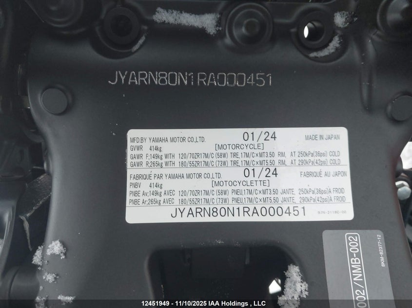 JYARN80N1RA000451 2024 YAMAHA XSR photo no. 10